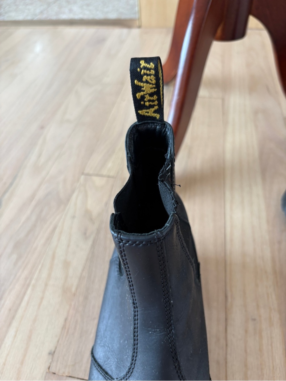 Dr. Martens Black Chelsea Platform Booties with Yellow Stitching - Picture 3 of 6